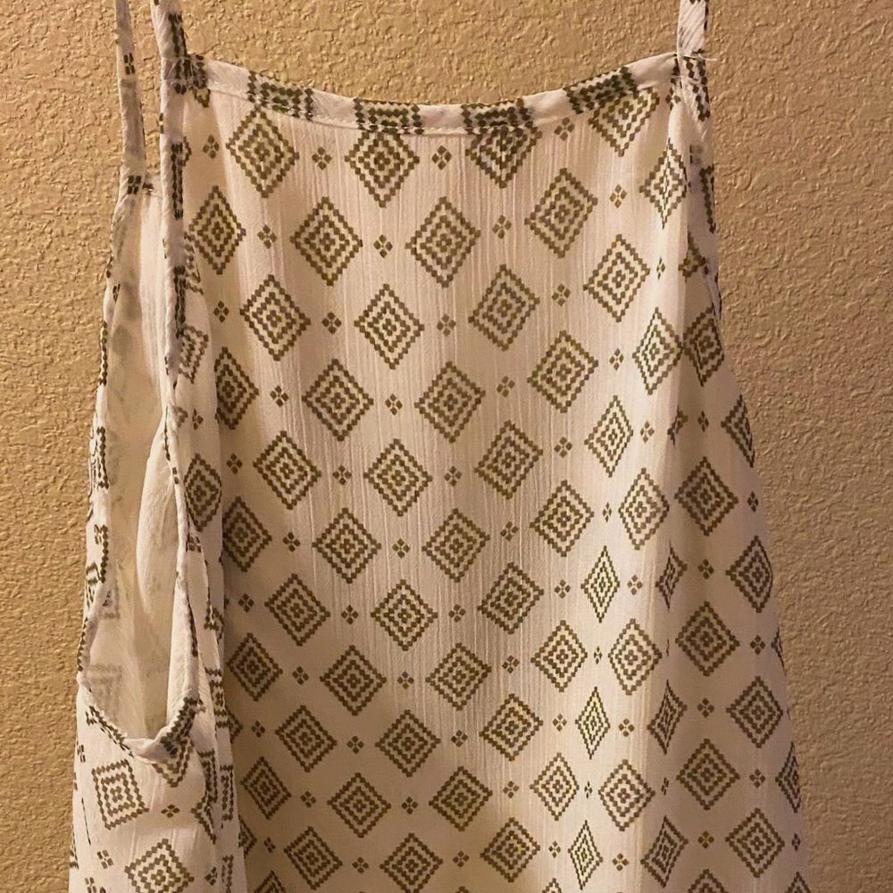 White and green tank top and medium.